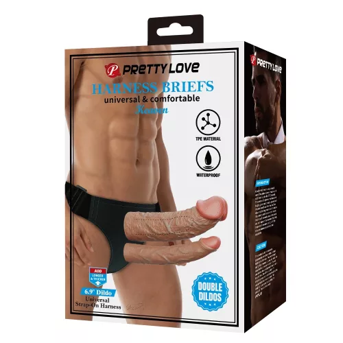 Pretty Love Keaven Harness Briefs with Double Dildos
