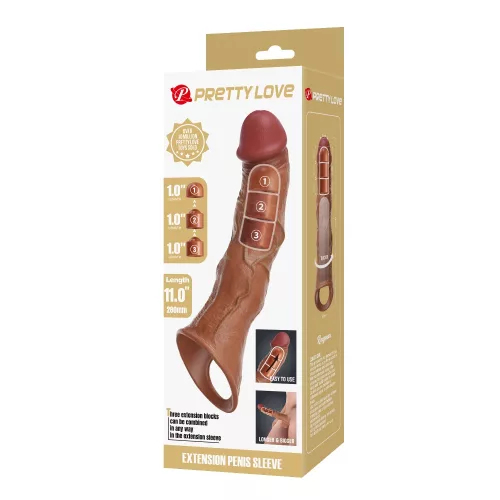 Pretty Love Extension Penis Sleeve 11" Brown