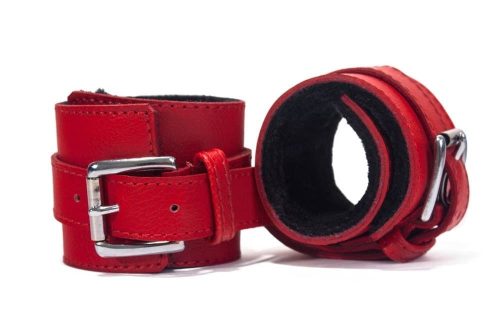 Hand Cuffs Grain Leather Red/Black_B0O25_3