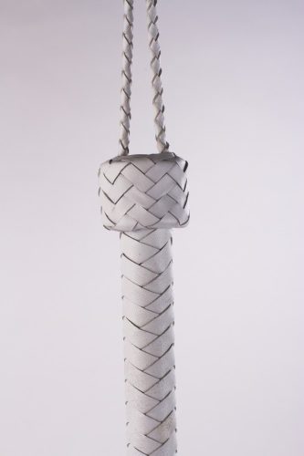 Kid Handle Kid Leather Braided Tails White_B15O25_3