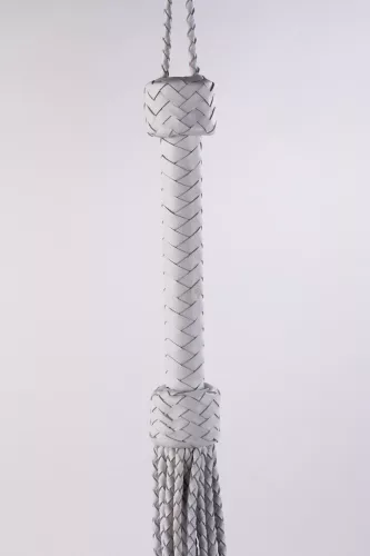 Kid Handle Kid Leather Braided Tails White