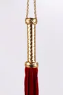 Flogger with Metallic Leather Handle and Suede Leather Tails Red 18"