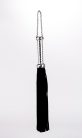 Flogger with Metallic Leather Handle and Suede Leather Tails Black 18"