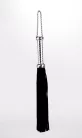 Flogger with Metallic Leather Handle and Suede Leather Tails Black 18"