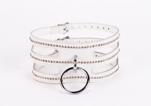 Designer Traingo Collar Made in Calf Softy Leather White