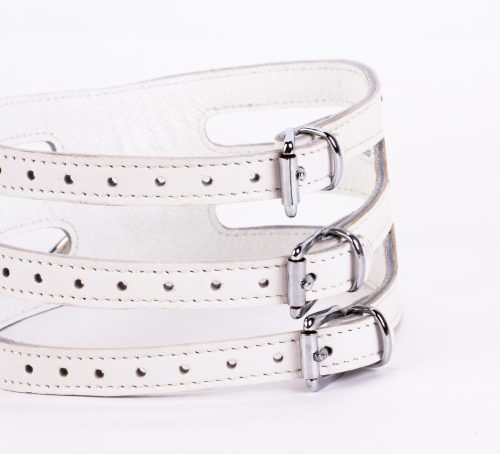Designer Traingo Collar Made in Calf Softy Leather White