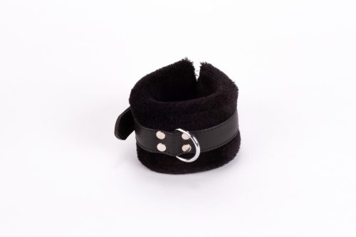 Handcuff Design Made in Calf Softy Leather and Puffed Fur Black
