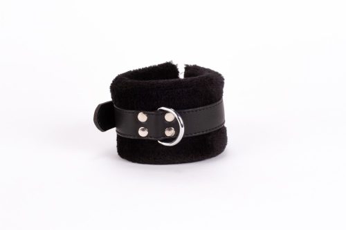 Handcuff Design Made in Calf Softy Leather and Puffed Fur Black