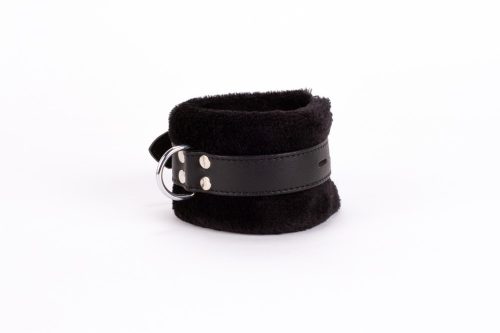 Handcuff Design Made in Calf Softy Leather and Puffed Fur Black