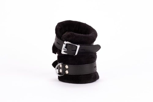 Handcuff Design Made in Calf Softy Leather and Puffed Fur Black