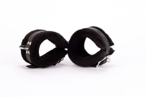 Handcuff Design Made in Calf Softy Leather and Puffed Fur Black