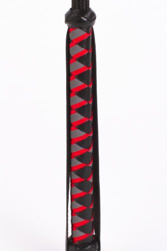 Nylon Stick with Neon Strip and Goat Kid Leather Handle Nubuck Leather Black