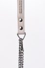 Lamb Leather Handle with 2 Rows of Small Rhinestones and Metal Chain White