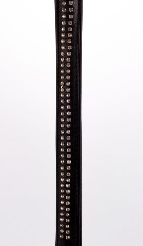 Lamb Leather Handle with 2 Rows of Small Rhinestones and Metal Chain Black