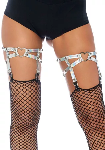 Heart garter iridescent, silver, O/S