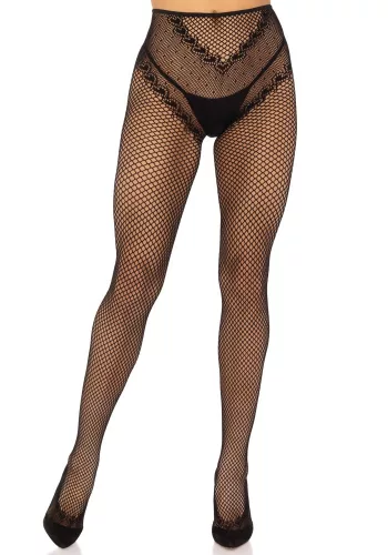 Crotchless backseam tights O/S - black