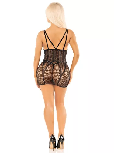 Heart Net Mini Dress - Black O/S