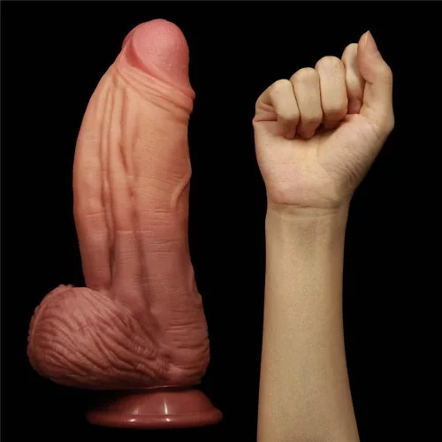 10" Dual-layered Silicone Nature Cock Brown