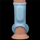 Vibrating Silk Knights Ring with Scrotum Sleeve Blue