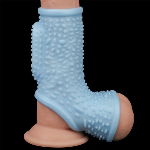 Vibrating Drip Knights Ring with Scrotum Sleeve Blue_B15O50_3