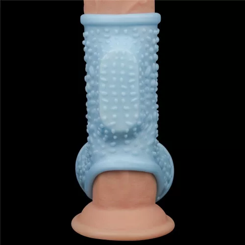 Vibrating Drip Knights Ring with Scrotum Sleeve Blue