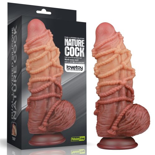 9.5'' Dual layered Platinum Silicone Cock with Rope_B15O50_3