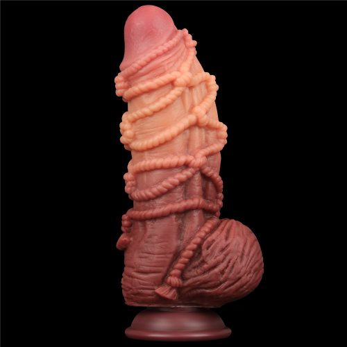 9.5'' Dual layered Platinum Silicone Cock with Rope_B15O50_3