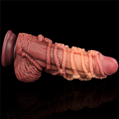 9.5'' Dual layered Platinum Silicone Cock with Rope_B15O50_3