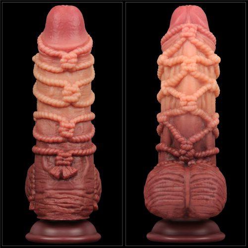 9.5'' Dual layered Platinum Silicone Cock with Rope_B15O50_3