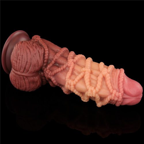9.5'' Dual layered Platinum Silicone Cock with Rope_B15O50_3