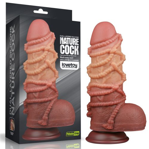 9.5'' Dual layered Platinum Silicone Cock with Rope_B15O50_3