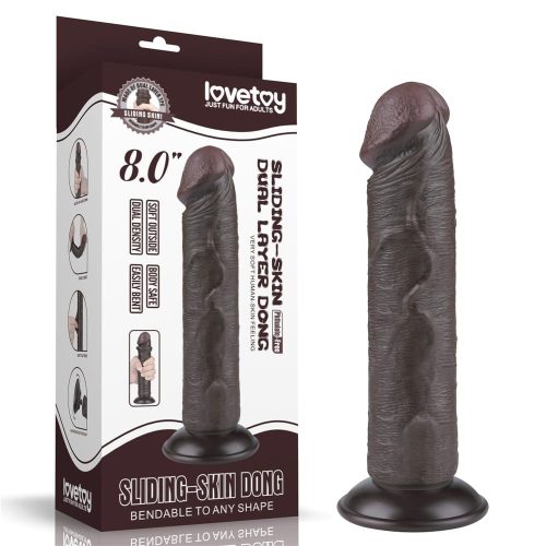8'' Sliding Skin Dual Layer Dong Black II_B15O50_3