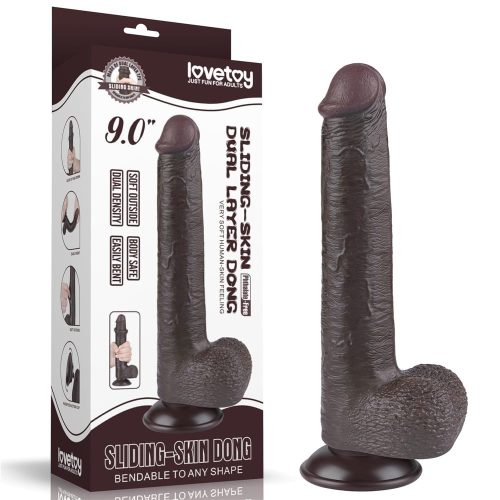 9'' Sliding Skin Dual Layer Dong Black_B15O50_3