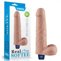9" REAL SOFTEE Rechargeable Vibrating Dildo (Flesh)