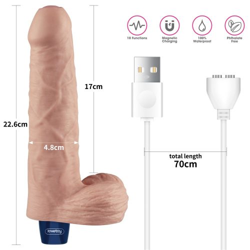 9" REAL SOFTEE Rechargeable Vibrating Dildo (Flesh)