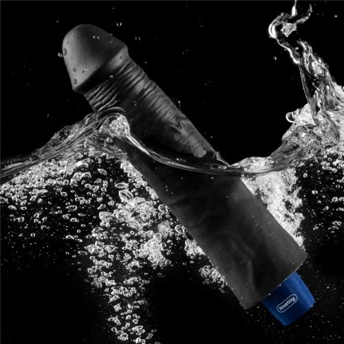 9.5" REAL SOFTEE Rechargeable Vibrating Dildo(Black)_B15O50_4