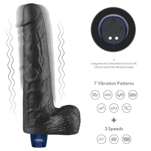 10" REAL SOFTEE Rechargeable Vibrating Dildo(Black)_B15O50_4