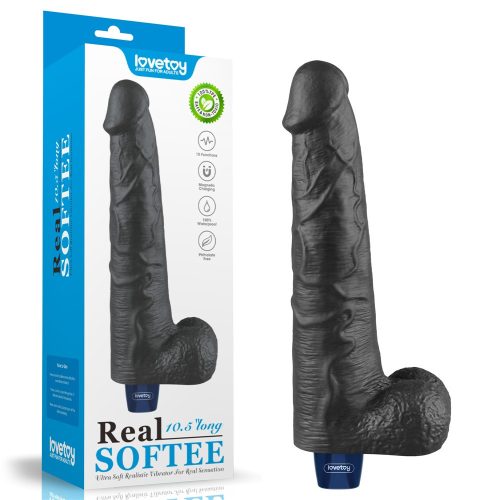 10.5" REAL SOFTEE Rechargeable Vibrating Dildo(Black)_B15O50_4