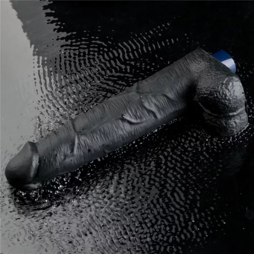 10.5" REAL SOFTEE Rechargeable Vibrating Dildo(Black)
