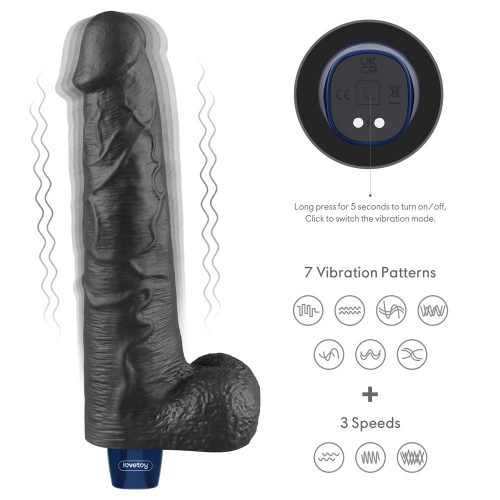 10.5" REAL SOFTEE Rechargeable Vibrating Dildo(Black)_B15O50_4