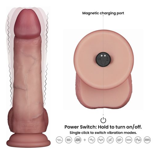 8" Vibrating Sliding Skin Pro II Silicone Dong