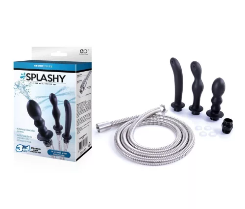 HYDRO SERIES-SPLASHY - 3 BUTT PLUG WITH HOSE KIT