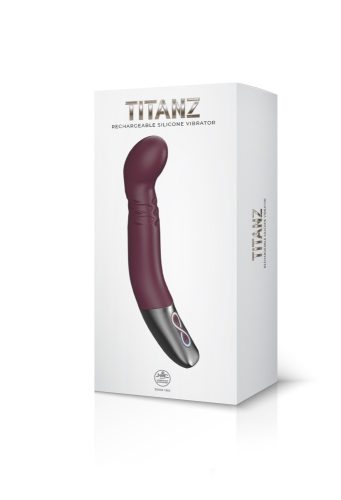 TITANZ 8" SILICONE RECHARGEABLE VIBRATOR IN RUBINE RED_B15O25_4