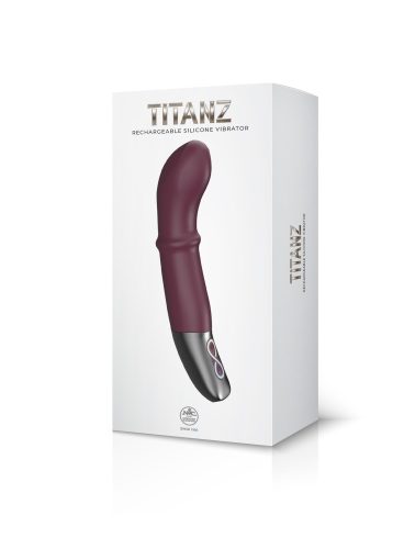 TITANZ 7" SILICONE RECHARGEABLE VIBRATOR IN RUBINE RED_B15O25_4