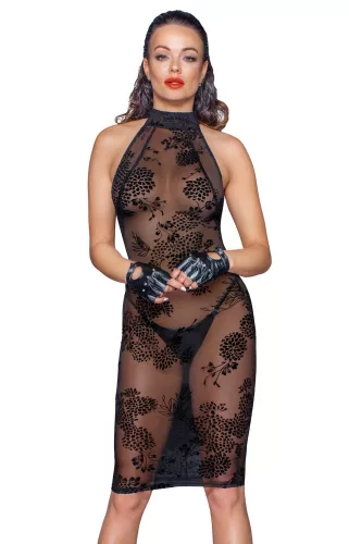 Midi tulle dress with velvet straps in the back - L