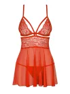 838-BAB-3 babydoll & thong red  S/M