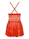 838-BAB-3 babydoll & thong red  S/M
