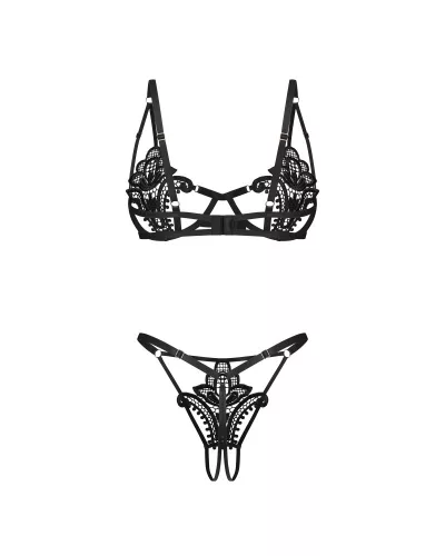 Luise Sublim Black 2-pcs crotchless set S/M