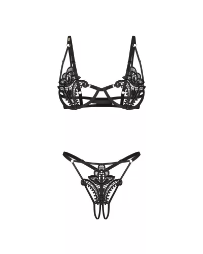 Luise Sublim Black 2-pcs crotchless set S/M