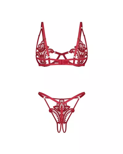 Luise Sublim Red 2-pcs crotchless set S/M